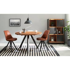 Gestoffeerde stoel ALEDAS kunstleer kunstleer/massief rubberboomhout - cognackleurig/zwart - Set van 2