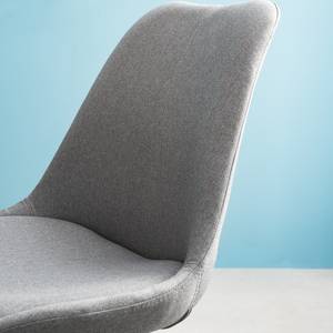 Gestoffeerde stoel ALEDAS geweven stof/massief rubberboomhout - lichtgrijs/zwart - Geweven stof Cors: Granietkleurig - Zwart - Set van 2