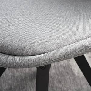 Gestoffeerde stoel Aledas V geweven stof/massief rubberboomhout - lichtgrijs/zwart - 2-delige set