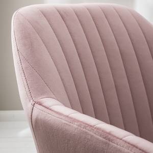 Armleunstoel TILANDA geweven stof/massief eikenhout - Velours Vilda: Oud pink - Stoel