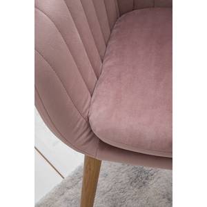 Armleunstoel TILANDA geweven stof/massief eikenhout - Velours Vilda: Oud pink - Stoel