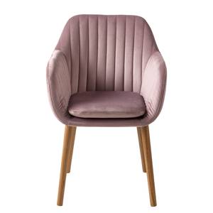 Chaises à accoudoirs TILANDA Tissu / Chêne massif - Velours Vilda: Rose vieilli - 1 chaise