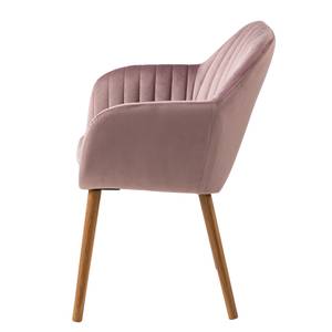 Armleunstoel TILANDA geweven stof/massief eikenhout - Velours Vilda: Oud pink - Stoel