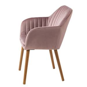 Armleunstoel TILANDA geweven stof/massief eikenhout - Velours Vilda: Oud pink - Stoel