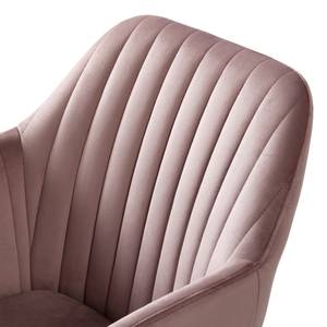 Armleunstoel TILANDA geweven stof/massief eikenhout - Velours Vilda: Oud pink - Stoel