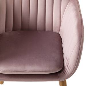 Armleunstoel TILANDA geweven stof/massief eikenhout - Velours Vilda: Oud pink - Stoel