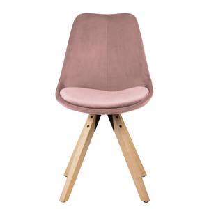 Chaises capitonnées Aledas IV Velours / Caoutchouc massif - Rose vieilli - Beige - Lot de 2