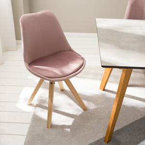 Gestoffeerde stoel Aledas IV (pootkleur) fluweel/massief rubberboomhout - Oud pink - Beige - 2-delige set