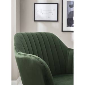 Chaises à accoudoirs TILANDA Tissu / Chêne massif - Velours Vilda: Vert foncé - 1 chaise