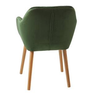 Chaises à accoudoirs TILANDA Tissu / Chêne massif - Velours Vilda: Vert foncé - 1 chaise