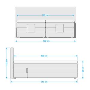 Lit boxspring Kinowo Réglage électrique - Tissu - Noir - 180 x 200cm