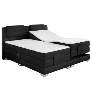 Lit boxspring Kinowo Réglage électrique - Tissu - Noir - 180 x 200cm