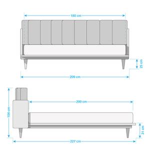 Lit capitonné Brogan Tissu - 180 x 200cm - Beige - Beige - 180 x 200cm