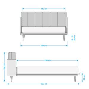 Gestoffeerd bed Brogan geweven stof - Zeeblauw - 140 x 200cm