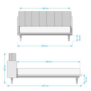 Lit capitonné Brogan Tissu - 160 x 200cm - Beige - Beige - 160 x 200cm