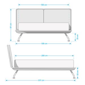 Lit capitonné Arling Coton - 180 x 200cm - Gris clair - Gris clair - 180 x 200cm