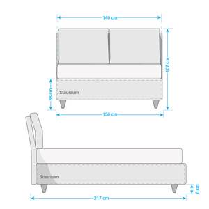 Lit capitonné Canfield Imitation cuir / Tissu - Blanc / Beige - 140 x 200cm - 140 x 200cm