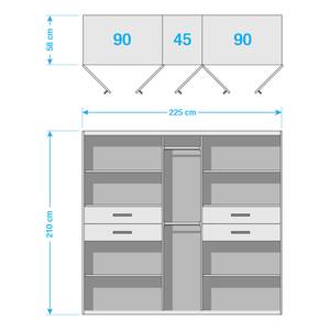 Armoire à portes battantes Taiga Blanc alpin / Imitation chêne parqueté - 225 cm (9 porte) - Blanc alpin / Imitation chêne parqueté - Largeur : 225 cm