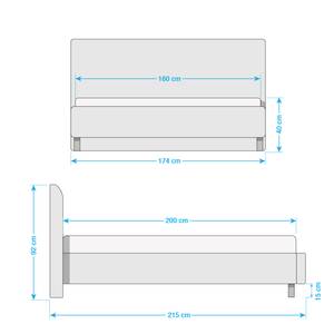 Gestoffeerd bed Cristallo kunstleer - Zwart - 160 x 200cm