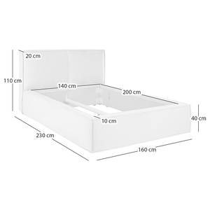 Lit capitonné Kinx Tissu - Tissu KINX : Beige - 140 x 200cm - Sans matelas - Pas de tiroir de lit - 110 cm