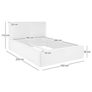 Polsterbett KINX Webstoff - Stoff KINX: Grau - 140 x 200cm - Ohne Matratze - Kein Bettkasten - 110 cm