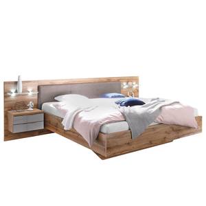 Bedframe Milano (3-delig) incl. verlichting - wild eikenhouten look/basaltkleurig glas