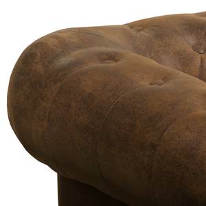 Canapé d'angle Torquay Aspect cuir vieilli - Marron - Méridienne courte à gauche (vue de face)