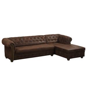 Ecksofa Torquay Antiklederoptik - Vintage Cognac - Longchair davorstehend rechts