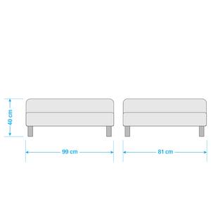 Ecksofa Arimo Strukturstoff - Grau - Ottomane davorstehend rechts - Mit Hocker