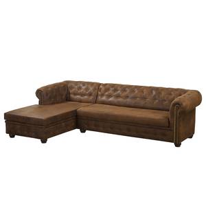 Ecksofa Torquay Antiklederoptik - Braun - Longchair davorstehend rechts