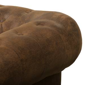 Canapé d'angle Torquay Aspect cuir vieilli - Marron - Méridienne courte à droite (vue de face)