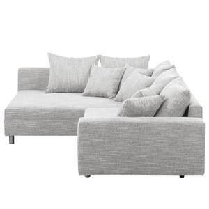 Ecksofa Arimo Strukturstoff - Grau - Grau - Ottomane davorstehend links - Ohne Hocker