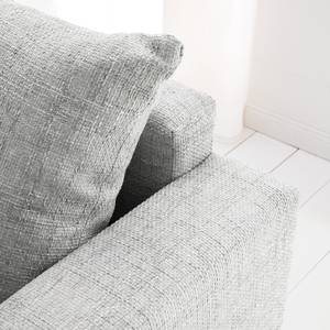 Ecksofa Arimo Strukturstoff - Grau - Grau - Ottomane davorstehend links - Mit Hocker