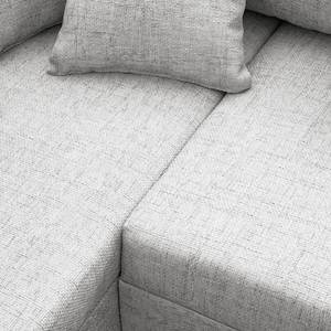 Ecksofa Arimo Strukturstoff - Grau - Grau - Ottomane davorstehend links - Mit Hocker