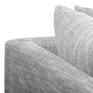 Ecksofa Arimo Strukturstoff - Grau - Grau - Ottomane davorstehend links - Mit Hocker