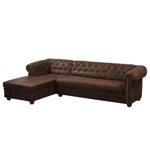 Ecksofa Torquay Antiklederoptik - Vintage Cognac - Longchair davorstehend links