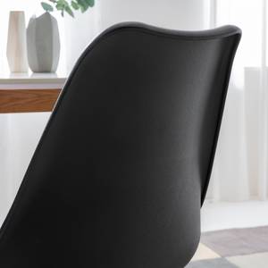 Chaise LINDHOLM Matière synthétique / Hêtre massif - Noir - Lot de 2