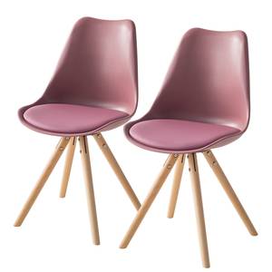 Esszimmerstuhl LINDHOLM Kunststoff / Buche massiv - Rosa - 2er Set