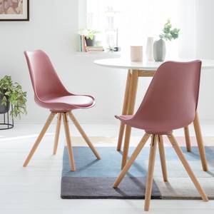 Chaise LINDHOLM Matière synthétique / Hêtre massif - Rose - Lot de 2