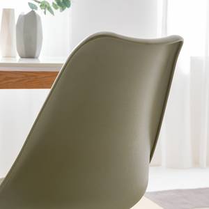 Chaise LINDHOLM Matière synthétique / Hêtre massif - Vert olive - Lot de 2