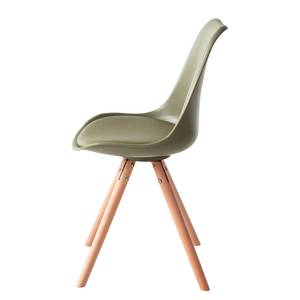 Chaise LINDHOLM Matière synthétique / Hêtre massif - Vert olive - Lot de 2