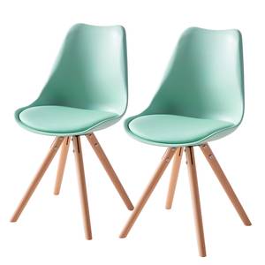 Chaise LINDHOLM Matière synthétique / Hêtre massif - Vert menthe - Lot de 2