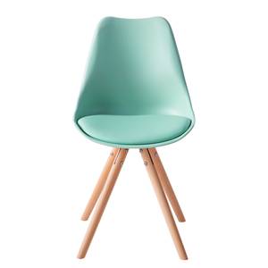 Chaise LINDHOLM Matière synthétique / Hêtre massif - Vert menthe - Lot de 2