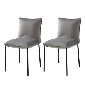 Gestoffeerde stoelen Vail (set van 2) Fluweel/metaal - Grijs