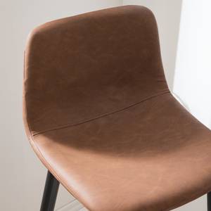 Chaises de bar Pohang (lot de 2) Imitation cuir / Métal - Marron / noir