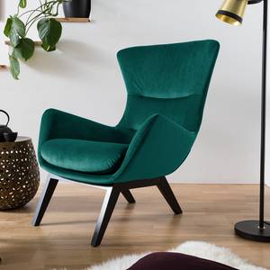 Fauteuil Hepburn I fluweel - Velours Shyla: Petrolblauw - Zwart