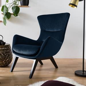 Fauteuil Hepburn I Velours - Noir - Tissu Shyla Bleu foncé - Velours Shyla: Bleu foncé - Noir