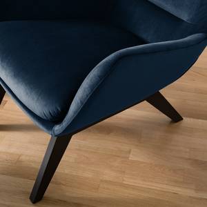 Fauteuil Hepburn I fluweel - Velours Shyla: Donkerblauw - Zwart