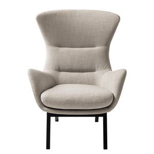 Fauteuil HEPBURN met houten pootjes geweven stof - Geweven stof Milan: Beige - Zwart