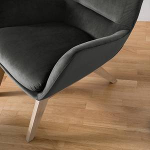 Fauteuil Hepburn I fluweel - Velours Shyla: Rookgroen - Lichte eikenhouten